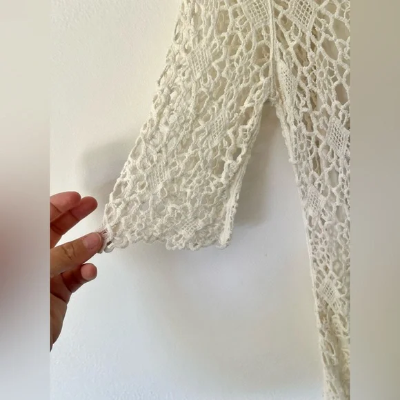 Lauren Ralph Lauren Ivory Crochet Cotton Half Sleeve Dress Size 6 NWT - Picture 4 of 11